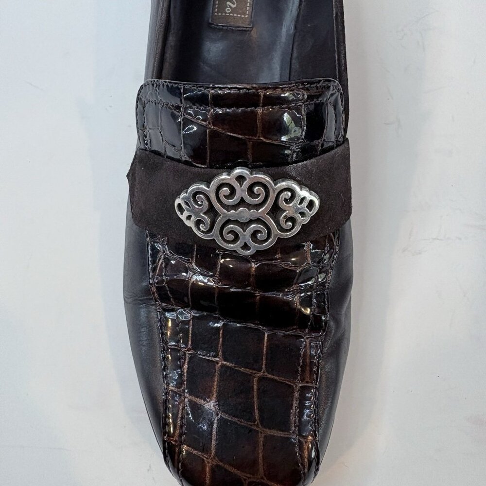 Brighton Artist Brown & Croc Laofers w/Silver Design and Low Heel 9N Retro, 90’s - Picture 7 of 10